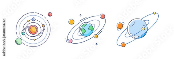 Obraz planetary orbit icon, planetary orbit vector illustration-simple illustration of planetary orbit, perfect for planetary orbit logos and icons