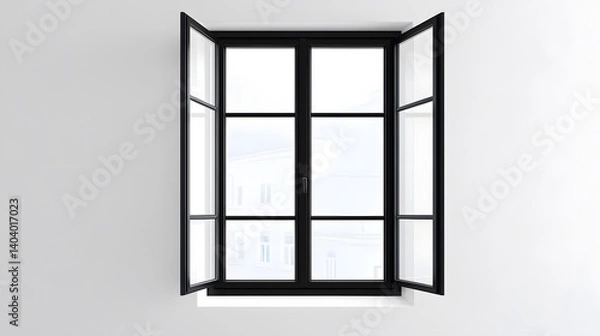 Fototapeta Modern Black Frame Window Open View Minimalist Interior Design