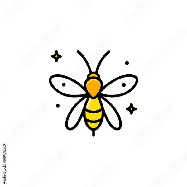 Obraz fireflies doodle icon vector illustration on transparent background