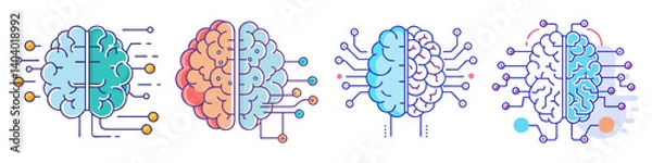 Fototapeta digital brain icon, digital brain vector illustration-simple illustration of digital brain, perfect for digital brain logos and icons