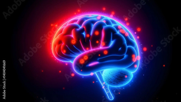 Fototapeta red glowing brain