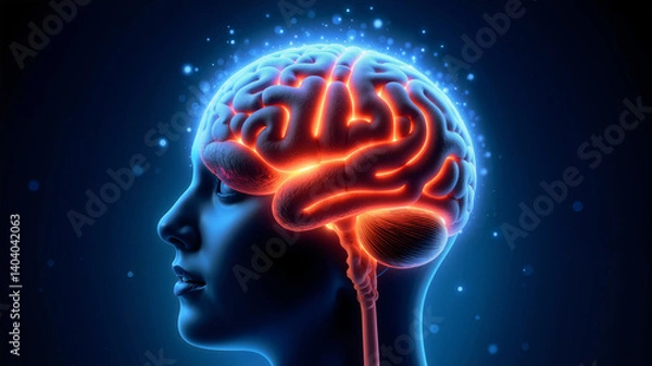 Obraz rendered brain inside a human head