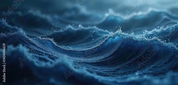 Fototapeta Abstract art illustration with grainy texture, blue, black color waves. Design suitable for banners, covers, wallpapers, web design, posters, presentations. Dynamic motion water wave. Digital