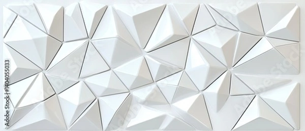 Fototapeta Abstract white geometric pattern with 3D triangle shapes.