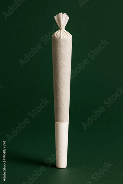 Fototapeta Minimal Cannabis Joint on Dark Green Background