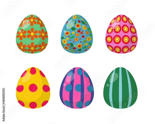 Obraz Set of Easter eggs with floral and geometric patterns for holiday design