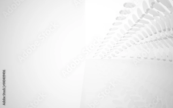 Fototapeta White smooth abstract architectural background. 3D illustration and rendering