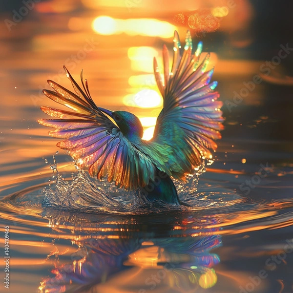 Obraz Generated AI, beautiful animal, raibow color