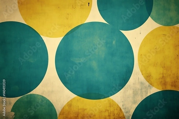 Fototapeta Beige, Yellow, and Green Geometric Background with Circular Patterns and Smooth Texture