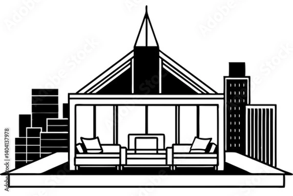 Fototapeta Exclusive Penthouse Vector with Cityscape Background