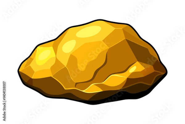 Fototapeta Shiny Gold Nugget Vector Isolated on White Background