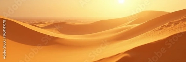 Obraz Swirling sand obscures sun-baked desert expanse , background, uninhabited