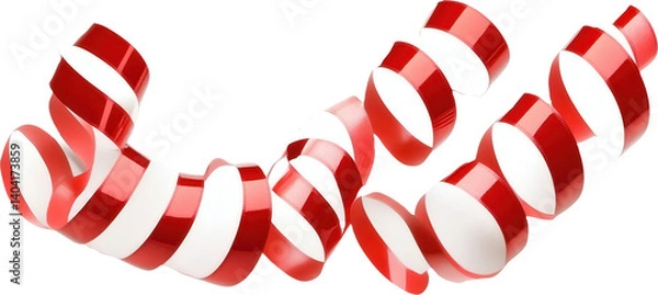 Fototapeta Red curled ribbon on transparent background 