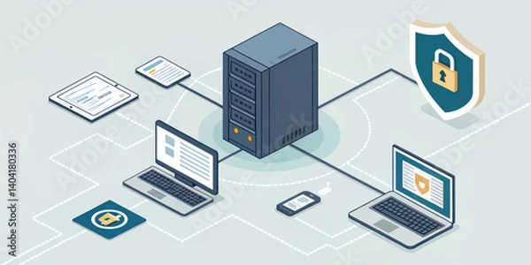 Obraz Network-Security_Cybersecurity_Data-Protection_Server-Illustration