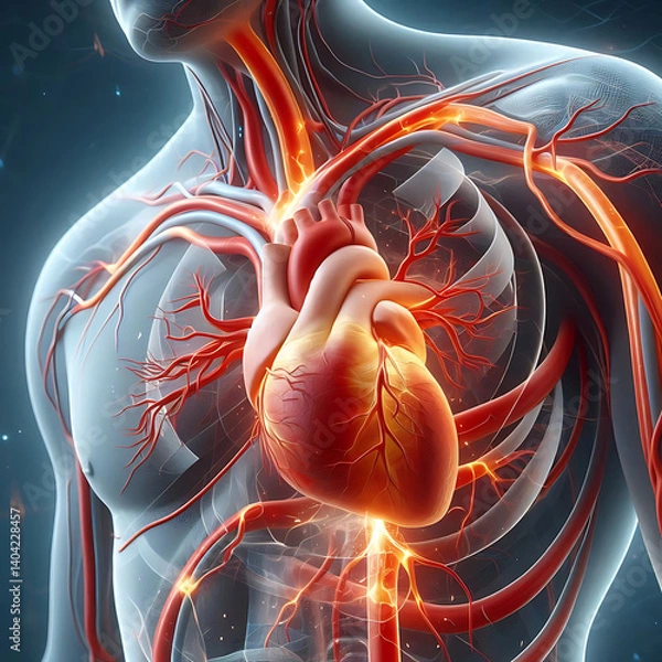 Obraz Pulmonary trunk, vein, aorta in heart