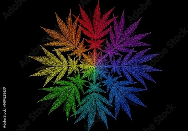 Obraz Multicolor Gradient Cannabis Leaf Mandala
