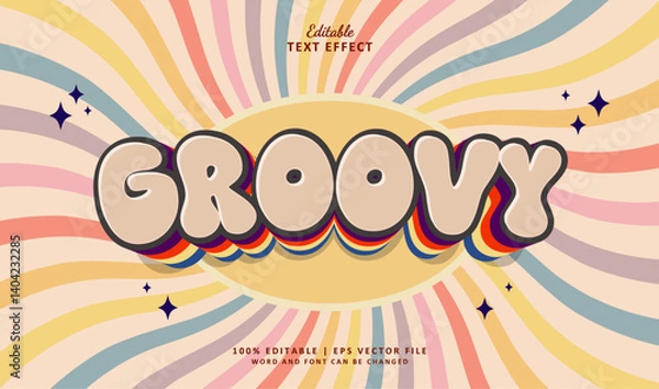 Fototapeta Groovy Editable Text Effect 3d Vintage Retro Classic Old Style
