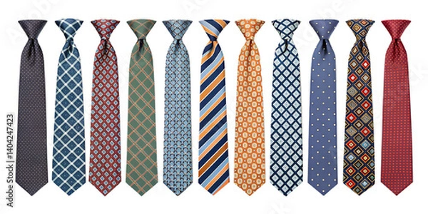 Fototapeta various ties isolated on transparent background