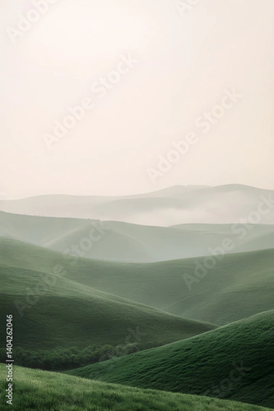 Obraz A Serene Ode to Nature's Elegance: Gentle Hills Basking in Tranquil Light Under Pastel Skies
