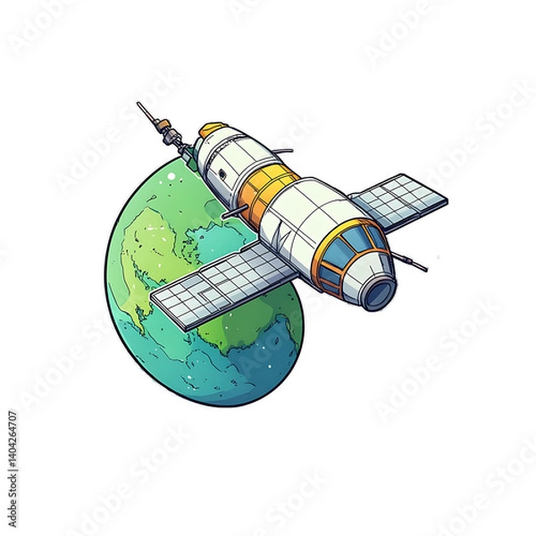 Fototapeta Space station floating above Earth