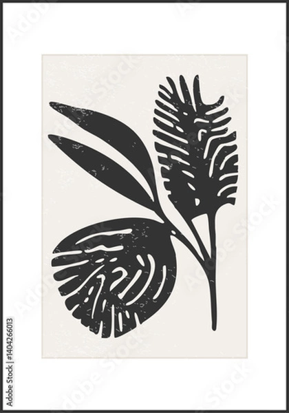 Fototapeta Trendy minimalist botanical vector illustration with branch and leaves