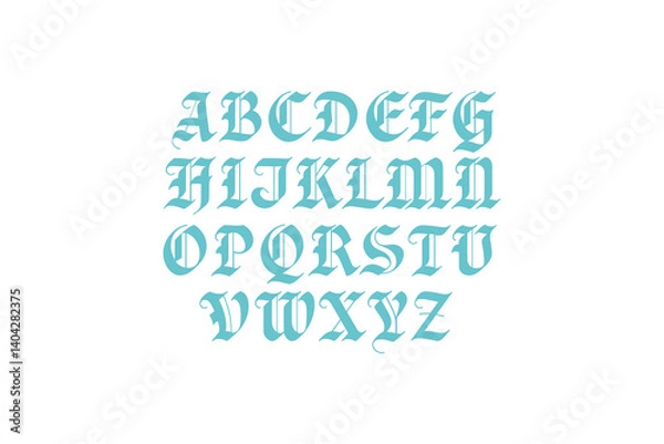 Fototapeta AquaGothic - Aqua Blackletter Font Vector