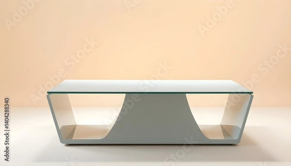 Obraz glass and metal coffee table with a curved base