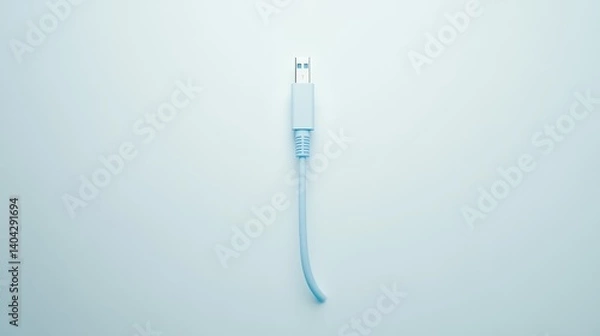 Obraz Minimalistic USB Cable on a Soft Background, Ideal for Technology and Connectivity Themes