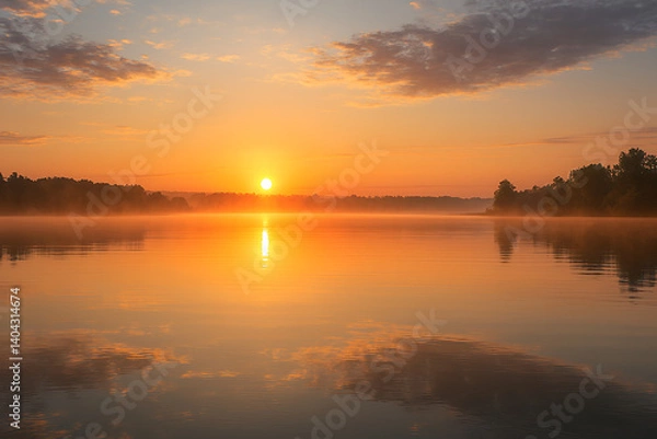 Obraz sunset over the river