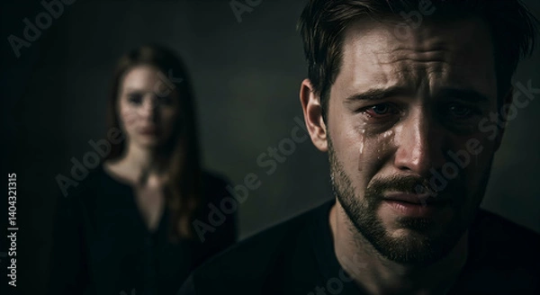 Obraz Upset Man cheated by his girl at Behind.