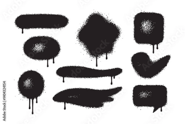 Fototapeta splatter graffiti spray with different shape set 