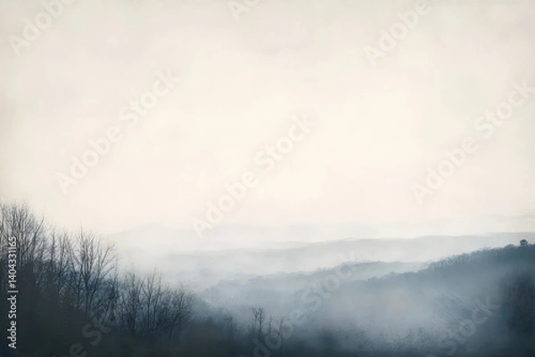 Fototapeta Serenity Beneath the Grey: A Contemplative Landscape Evoking the Depths of Overcast Beauty and Melancholic Introspection in Nature's Embrace