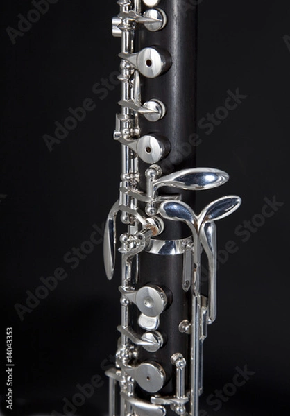 Obraz Oboe Keys Closeup on Black