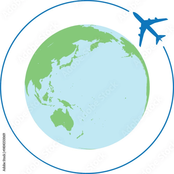 Fototapeta 世界をつなぐ飛行機と地球のイラスト – 旅行・ビジネス・学習に最適