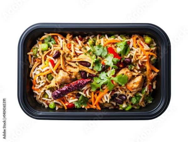Fototapeta Healthy meal of fresh salad served in a clear plastic container ideal for on-the-go nutrition and convenience isolated on a white background.