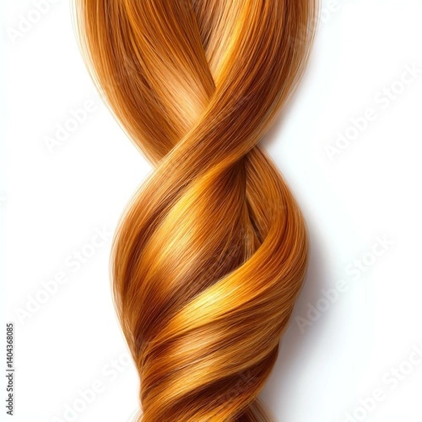 Fototapeta Beauty girl with long and shiny wavy Hair ,coloring and toning A stunning close-up of beautifully twisted amber hair, showcasing its rich color and texture. Perfect for beauty and hair care themes.