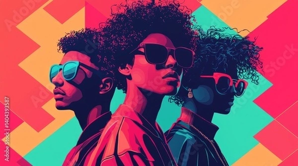 Obraz Vibrant Multicultural Portraits with Bold Colors and Artistic Flair