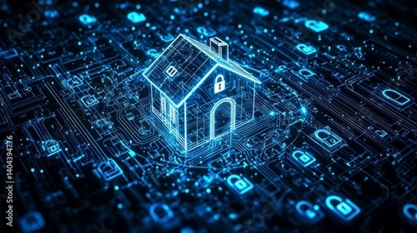 Obraz Digital Home Security Concept in a Futuristic Cyber Environment
