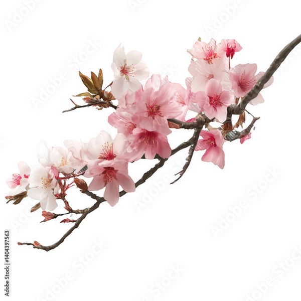 Obraz Delicate sakura blossom branch digital art soft colors floral illustration serene nature scene