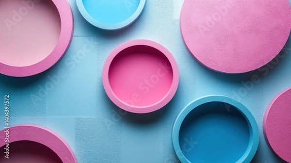 Fototapeta Abstract Pastel Circles: A Playful Composition of Pink and Blue