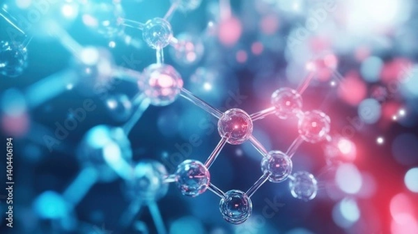 Obraz A futuristic chemistry concept, featuring glowing molecular diagrams and chemical formulas