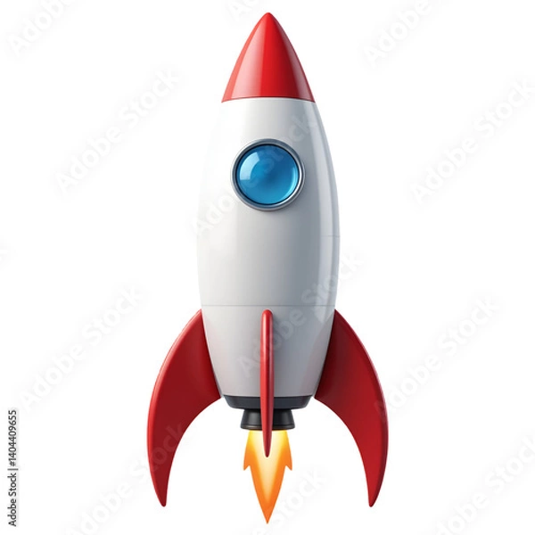 Obraz 3D cartoon rocket icon in PNG format, perfect for space themes