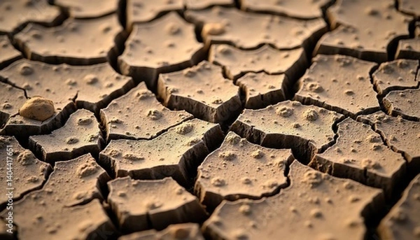 Fototapeta Dry Cracked Soil Texture – Environmental and Natural Ground Surface