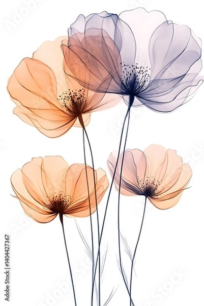 Obraz Delicate Flowers in Soft Hues