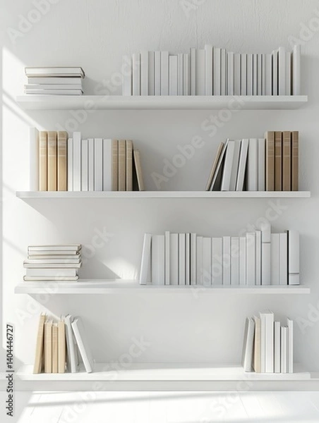 Obraz Minimalist 3D Render of a Modern Office Bookshelf with Folders – Clean and Professional Composition