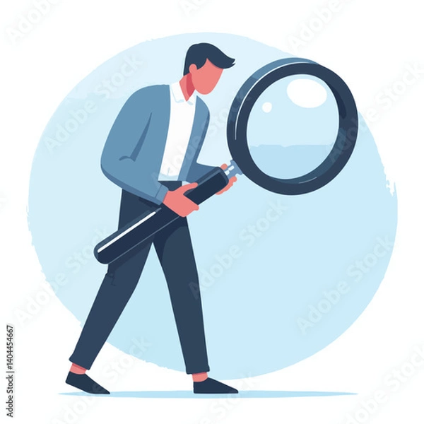 Obraz vector man looking something with magnifying glass