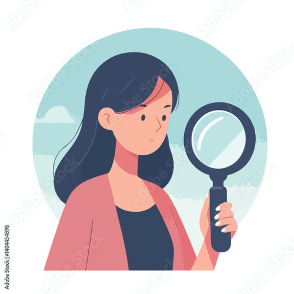 Obraz vector woman looking something with magnifying glass