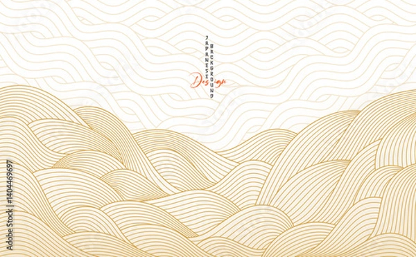 Obraz Abstract seamless pattern with gold and beige waves and lines in traditional oriental Japanese style