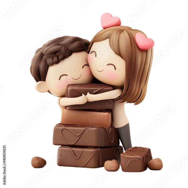 Obraz Smiling chocolate bar couple isolated on transparent background