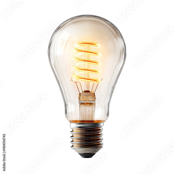 Fototapeta • Lightbulb with glow rays isolated on transparent background